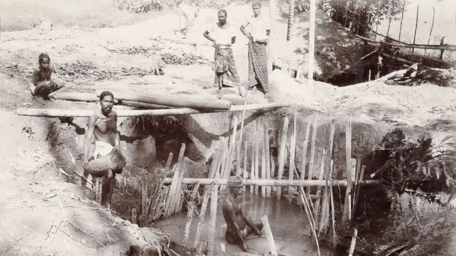 A gem pit in Ceylon, Sri Lanka, 1903. Royal Geographical Society.